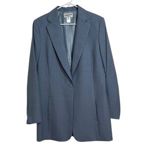 Pendleton Slate/Light Blue Single Button 100% Virgin Wool Blazer Sz 12T